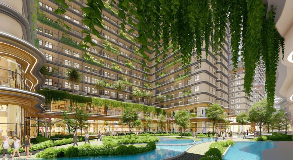 Ảnh phong cảnh thiên nhiên với hàng cây xanh mát và bầu trời trong xanh