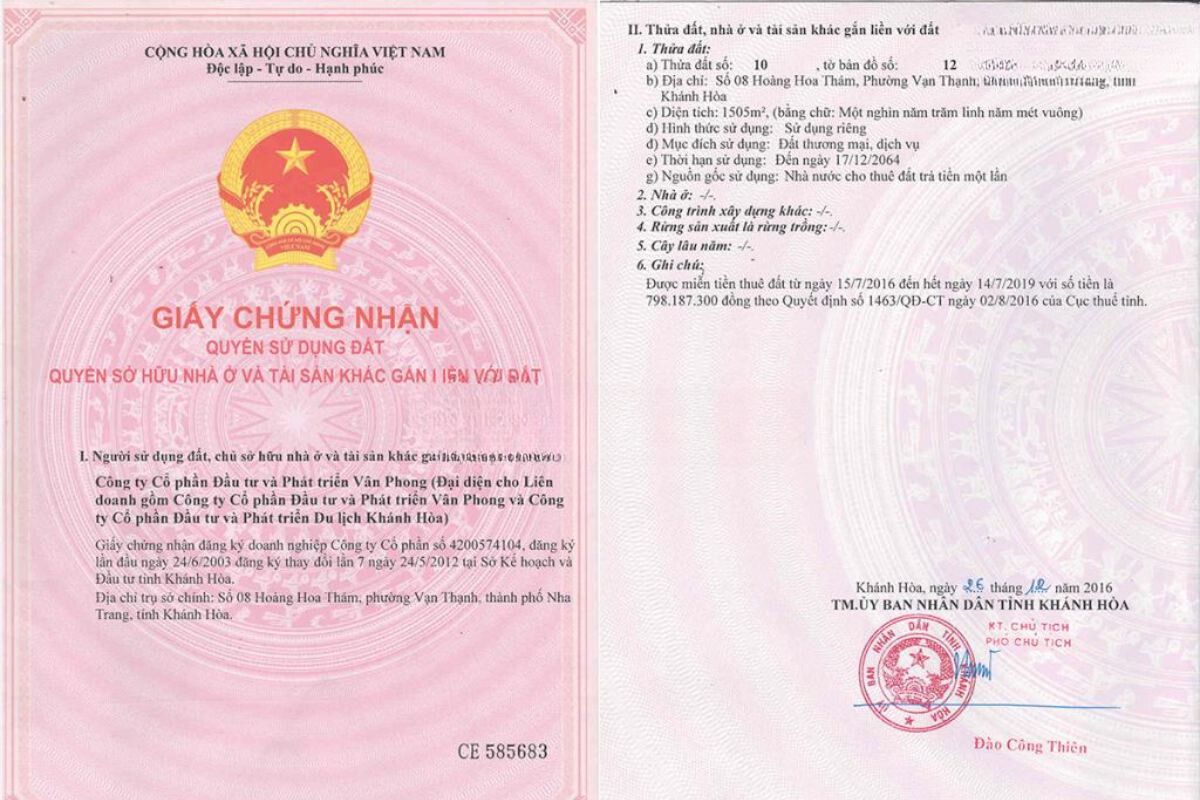 giấy chứng nhận quyền sử dụng đất